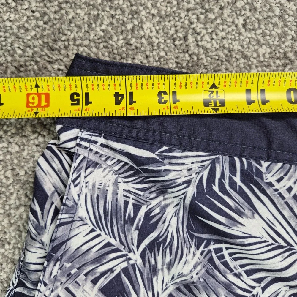 Fair Harbor Swim Shorts Mens Medium Navy Blue Tropical Print Anchor Trunks 8